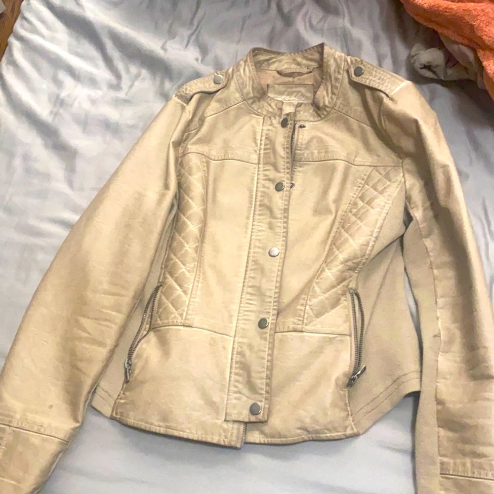 Cute beige faux leather Moto